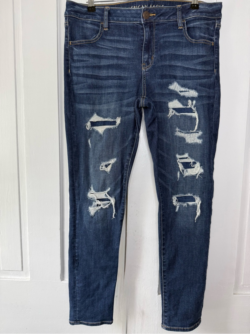 American Eagle Outfitters Dark Blue Distressed Jeggings